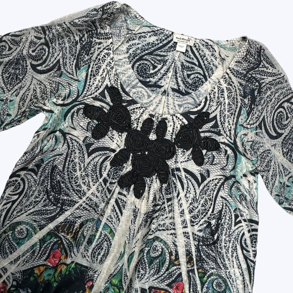 One World Women's Tunic Blouse Pullover Half Sleeve Size Large Beautiful - Picture 2 of 9